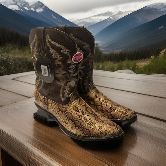 NWT Laredo Western Boots Men 16EW Cowboy Monty Faux Snake Golden‎ Copper 68068 - Picture 1 of 16